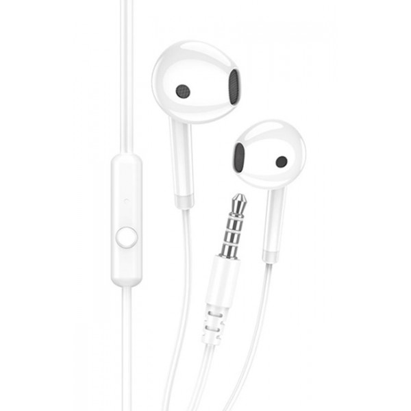 KAKUSIGA earphones με μικρόφωνο KSC-1301, 3.5mm σύνδεση, 14mm, 1.1m, λευκά - Ακουστικά - Bluetooth