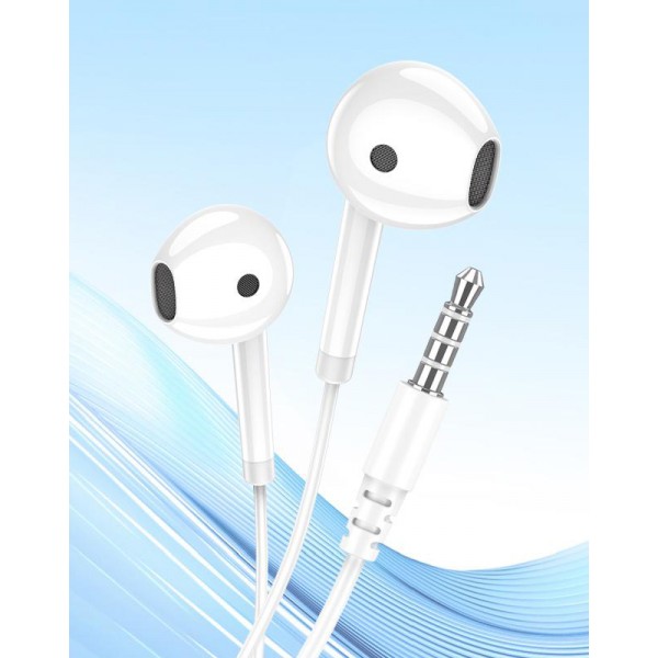 KAKUSIGA earphones με μικρόφωνο KSC-1301, 3.5mm σύνδεση, 14mm, 1.1m, λευκά - Ακουστικά - Bluetooth