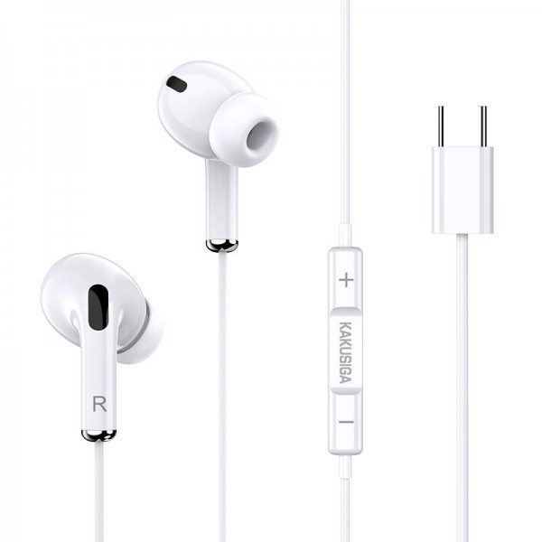 KAKUSIGA earphones με μικρόφωνο KSC-727, USB-C σύνδεση, 14.2mm, 1.2m, λευκά - Ακουστικά - Bluetooth