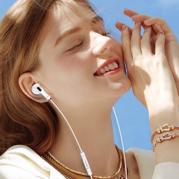 KAKUSIGA earphones με μικρόφωνο KSC-727, USB-C σύνδεση, 14.2mm, 1.2m, λευκά - Ακουστικά - Bluetooth