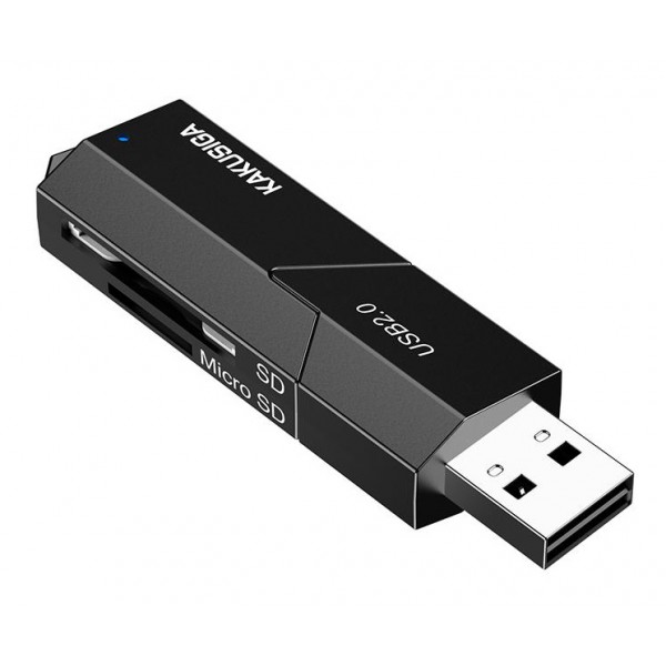 KAKUSIGA card reader KSC-1411 για SD & micro SD, 480Mbps, USB σύνδεση, μαύρο - USB Hubs - Card Readers