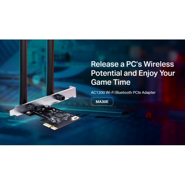 MERCUSYS κάρτα δικτύου WiFi & Bluetooth MA30E, AC1200, PCIe, Ver 1.0 - Κάρτες Δικτύου - USB Dongles