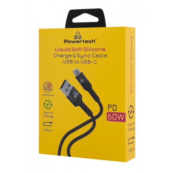 POWERTECH καλώδιο USB-C σε USB PTR-0161, σιλικόνης, 60W, 480Mbps, 1m, μαύρο - USB-C (Type-C)