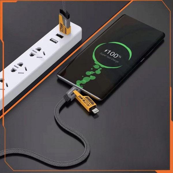 POWERTECH καλώδιο USB-C/USB σε USB-C/Lightning PTR-0164, 65W, 480Mbps, 1m, μαύρο - USB-C (Type-C)