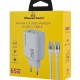POWERTECH φορτιστής τοίχου PT-1415 με καλώδιο, USB/2x USB-C, 65W, GaN, λευκός