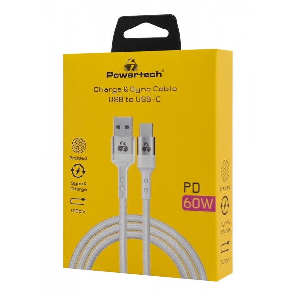 POWERTECH καλώδιο USB-C σε USB PTR-0160, 60W, 480Mbps, 1m, λευκό - USB-C (Type-C)