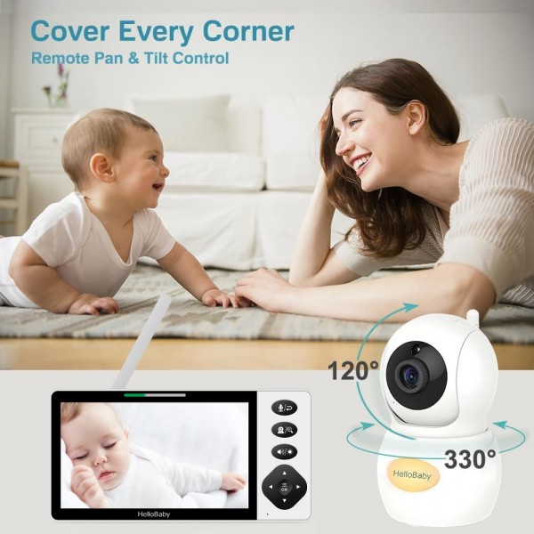 HELLOBABY ενδοεπικοινωνία μωρού HB6084L με κάμερα & οθόνη 5.5", 720p, PTZ - Smart Κάμερες
