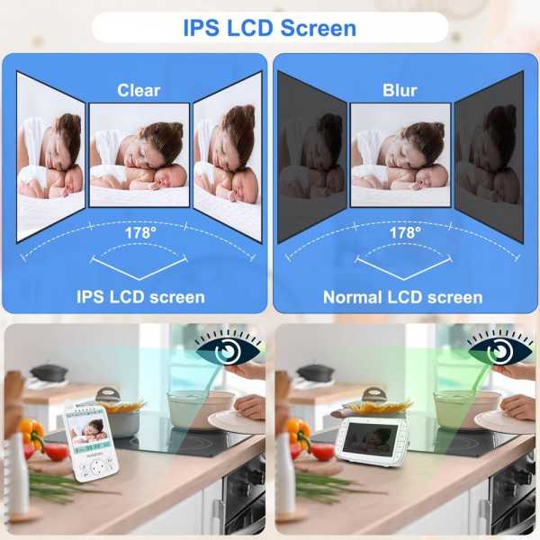 HELLOBABY ενδοεπικοινωνία μωρού HB6241 με κάμερα & οθόνη 4", 720p, PTZ - Smart Κάμερες