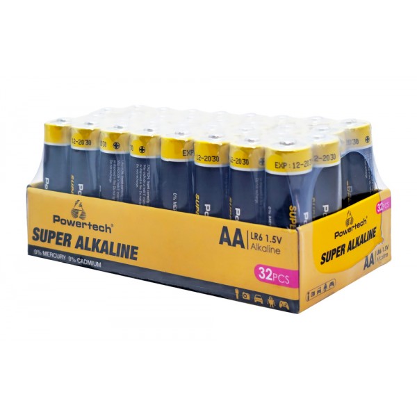 POWERTECH αλκαλικές μπαταρίες Super Alkaline PT-1401, AA, 1.5V, 32τμχ - Μπαταρίες Αλκαλικές