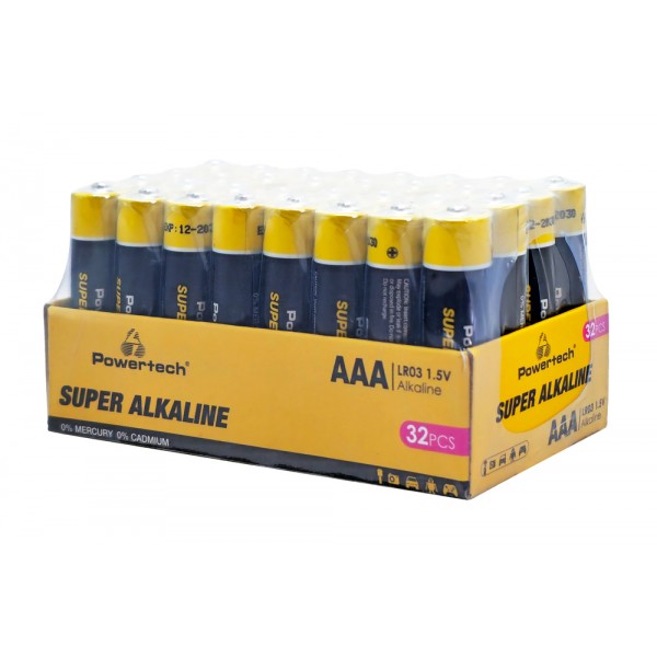 POWERTECH αλκαλικές μπαταρίες Super Alkaline PT-1402, AAA, 1.5V, 32τμχ - Μπαταρίες Αλκαλικές