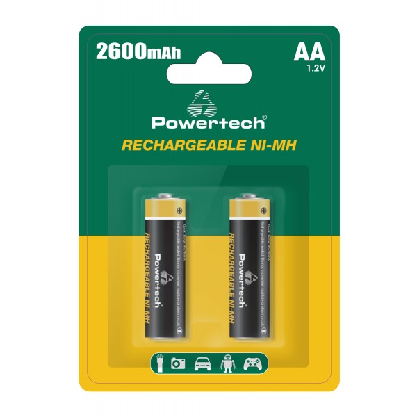 POWERTECH επαναφορτιζόμενες μπαταρίες NI-MH PT-1404, AA, 2600mah, 1.2V, 2τμχ - Είδη Γραφείου & Εξοπλισμός