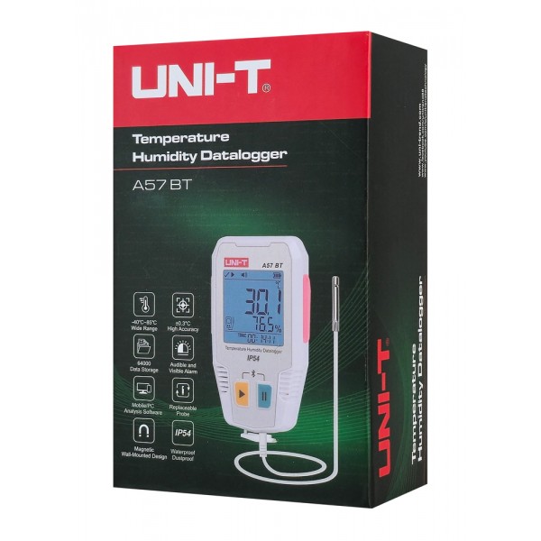 UNI-T ψηφιακό θερμόμετρο & υγρασιόμετρο A57 BT, -40~85 °C, Bluetooth, IP54