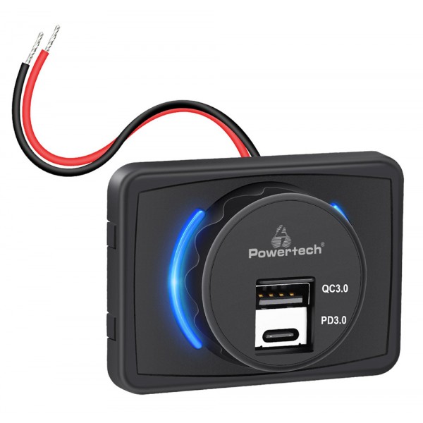 POWERTECH πρίζα USB για σκάφη & οχήματα PTL-027, USB & USB-C - Ηλεκτρολογικός εξοπλισμός