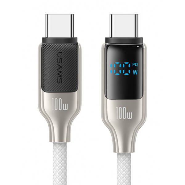USAMS καλώδιο USB-C SJ742, 100W, 480Mbps, 1.2m, λευκό - USB-C (Type-C)