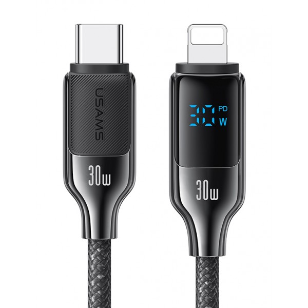 USAMS καλώδιο Lightning σε USB-C SJ741, 30W, 480Mbps, 1.2m, μαύρο - USB-C (Type-C)