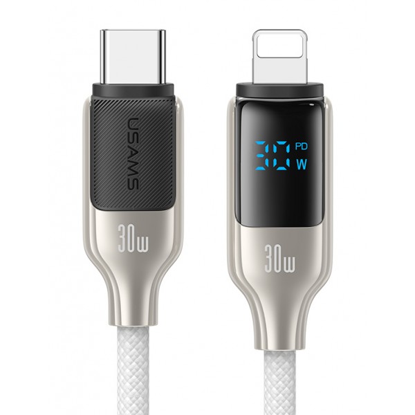 USAMS καλώδιο Lightning σε USB-C SJ741, 30W, 480Mbps, 1.2m, λευκό - USB-C (Type-C)