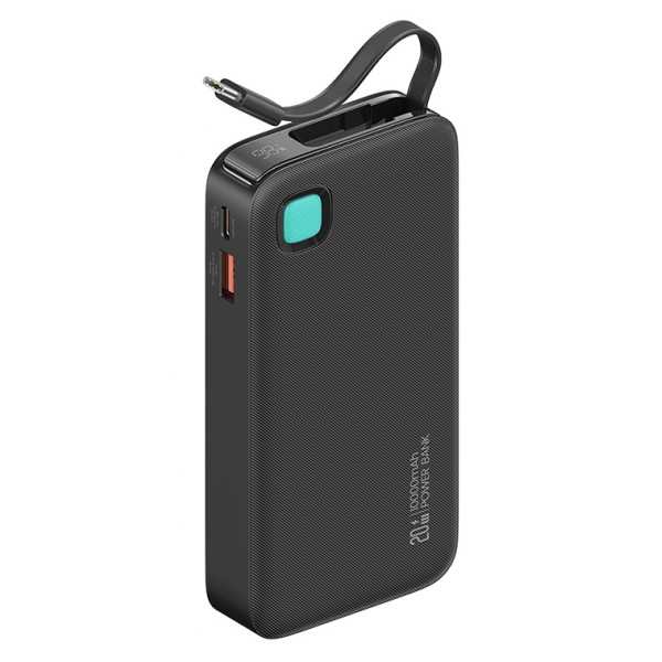 USAMS power bank CD224 με καλώδιο USB-C, 2x θύρες εξόδου, 10000mAh, 20W, μαύρο - Power Bank