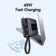 USAMS power bank CD243 με καλώδιο USB-C, 2x θύρες εξόδου, 20000mAh, 65W, γκρι