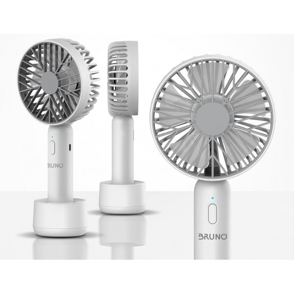 BRUNO BRN-0229 Φορητός ανεμιστήρας χειρός επαναφορτιζόμενος, με βάση και λουράκι μεταφοράς, λευκός-γκρί - Σύγκριση Προϊόντων