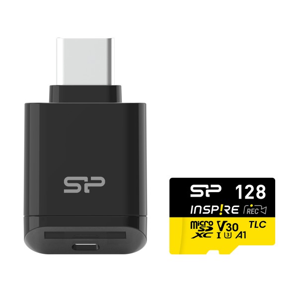 SILICON POWER κάρτα μνήμης microSDXC Inspire με card reader, 128GB, UHS-I U3 A1 V30 - Κάρτες Μνήμης