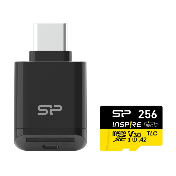 SILICON POWER κάρτα μνήμης microSDXC Inspire με card reader, 256GB, UHS-I U3 A1 V30 - Κάρτες Μνήμης