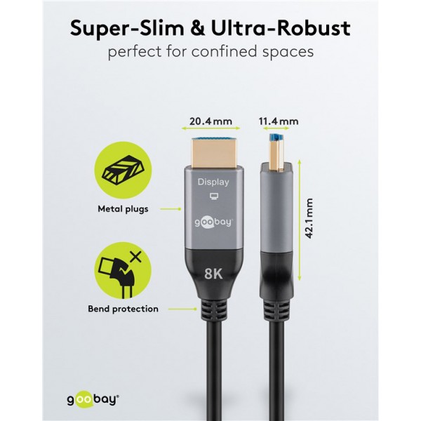 GOOBAY καλώδιο HDMI 2.1 76277 με Ethernet, 8K/60Hz, 48 Gbps, 40m, μαύρο