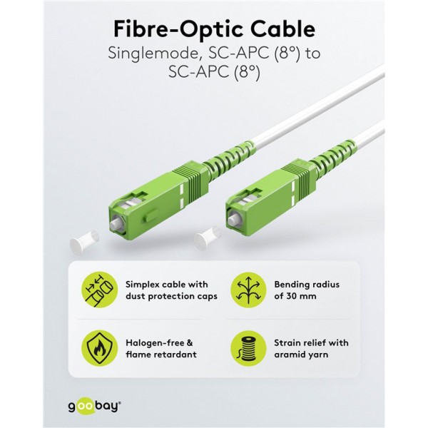 GOOBAY καλώδιο οπτικής ίνας SC-APC 59599, Singlemode OS2, 15m, λευκό - GOOBAY