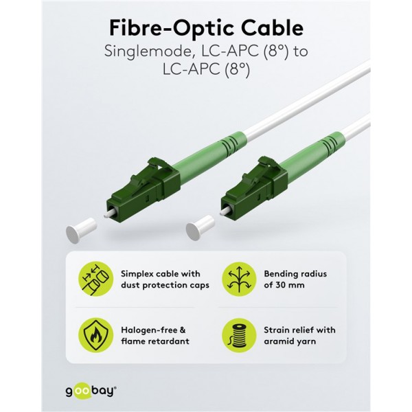 GOOBAY καλώδιο οπτικής ίνας LC-APC 59583, Singlemode OS2, 0.5m, λευκό - Δίκτυο