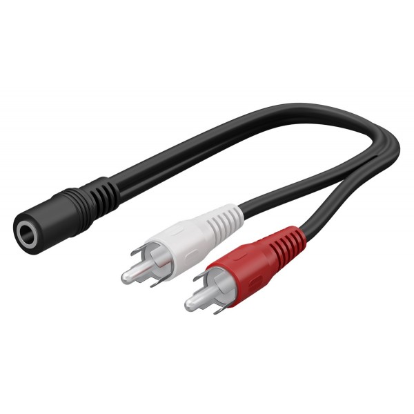 GOOBAY καλώδιο 3.5mm θηλυκό σε 2x αρσενικό RCA 50092, 0.2m, μαύρο - GOOBAY