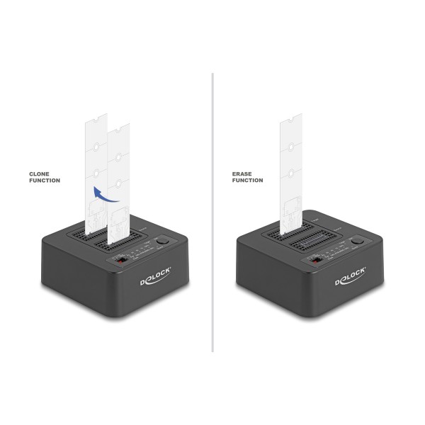 DELOCK docking station για M.2 NVMe SSD 64300, 2 θέσεων, 20Gbps, clone/erase function, μαύρο - Θήκες & Trays Σκληρών Δίσκων