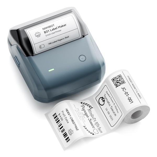 NIIMBOT smart θερμικός εκτυπωτής ετικετών B31, 203dpi, Bluetooth, μπλε - NIIMBOT