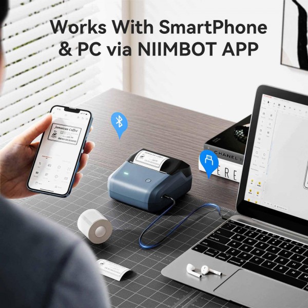 NIIMBOT smart θερμικός εκτυπωτής ετικετών B31, 203dpi, Bluetooth, μπλε