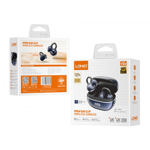 LDNIO earphones με θήκη φόρτισης T09, OWS, Φ10mm, 35/400mAh, μπλε LDNIO earphones με θήκη φόρτισης T09, OWS, Φ10mm, 35/400mAh, μπλε