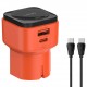 LDNIO φορτιστής τοίχου Q2420 με καλώδιο, USB/USB-C, 45W, universal πρίζα, πορτοκαλί