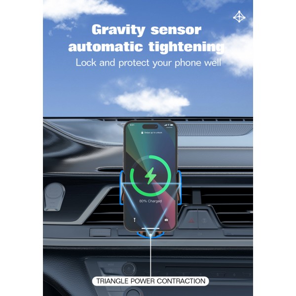 LDNIO ασύρματος φορτιστής & βάση smartphone αυτοκινήτου MA30, 15W, μαύρο