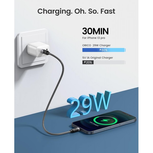 ORICO καλώδιο Lightning σε USB-C C2L, 29W, 480Mbps, 1m, μαύρο - USB-C (Type-C)