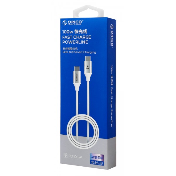 ORICO καλώδιο USB-C CDX-100CC, 100W, 480Mbps, 1m, λευκό
