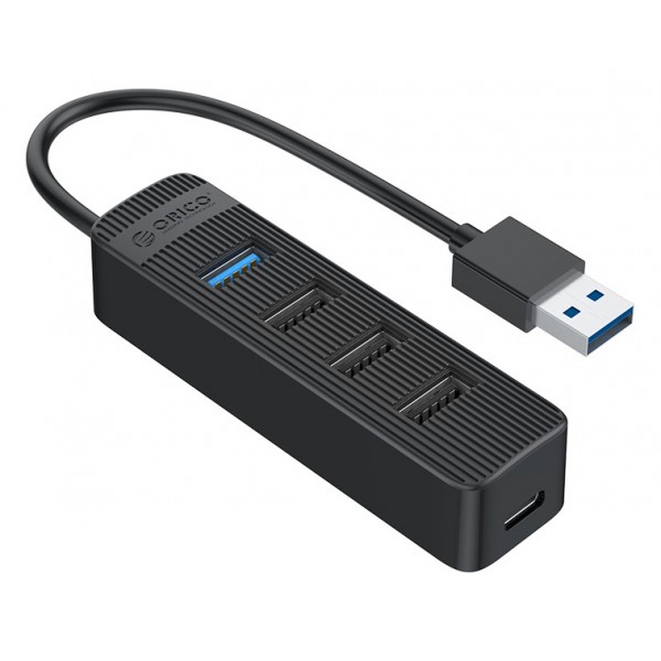 ORICO USB hub TWU32-4A, 4x θυρών, USB 3.0, 5Gbps, USB σύνδεση, έξτρα τροφοδοσία, μαύρο - USB Hubs - Card Readers