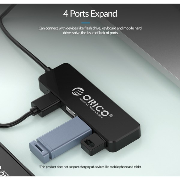 ORICO USB hub FL01, 4x θυρών, USB 2.0, 480Mbps, USB σύνδεση, μαύρο - USB Hubs - Card Readers