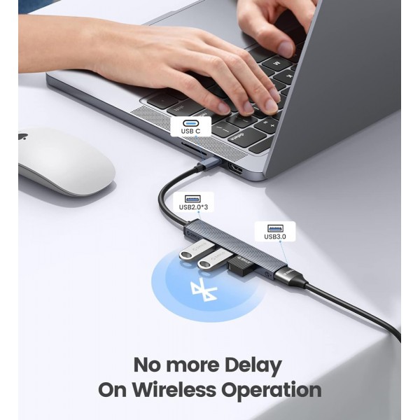 ORICO USB hub AHC2-4A, 4x θυρών, USB 3.0, 5Gbps, USB-C σύνδεση, γκρι - USB Hubs - Card Readers