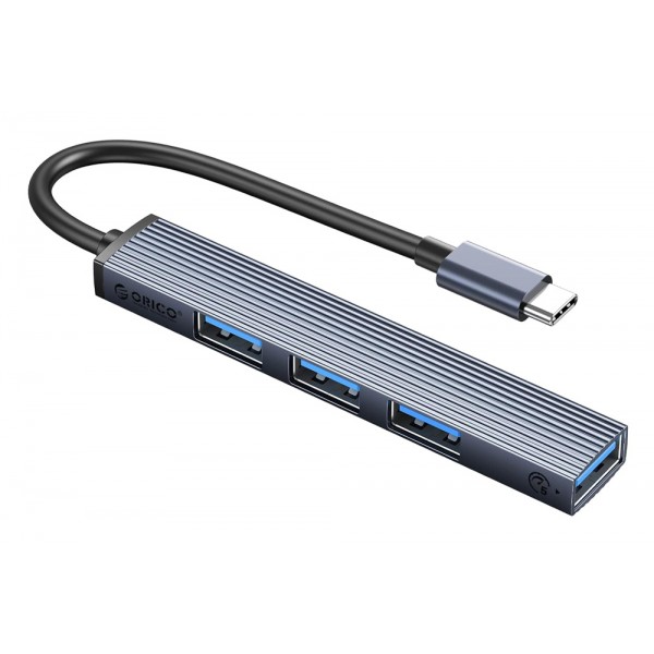 ORICO USB hub AHC2-4A, 4x θυρών, USB 3.0, 5Gbps, USB-C σύνδεση, γκρι - USB Hubs - Card Readers
