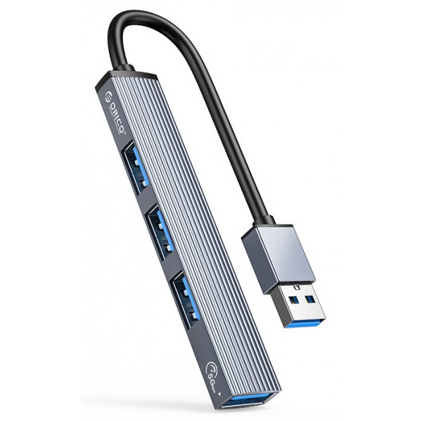 ORICO USB hub AH-A13, 4x θυρών, USB 3.0, 5Gbps, USB σύνδεση, γκρι - USB Hubs - Card Readers