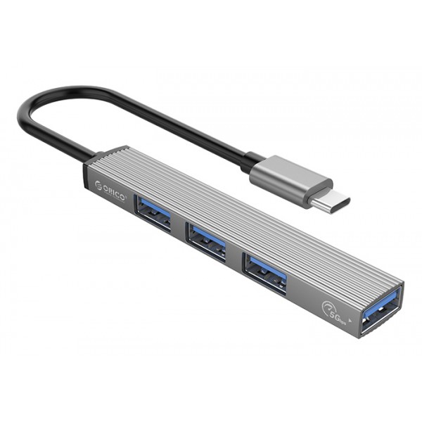 ORICO USB hub AH-13, 4x θυρών, USB 3.0, 5Gbps, USB-C σύνδεση, γκρι - USB Hubs - Card Readers