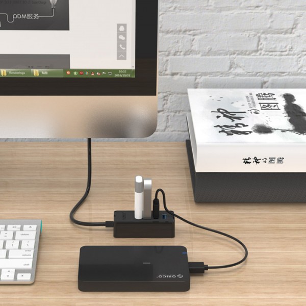 ORICO USB hub W5P-U3, 4x θυρών, USB 3.0, 5Gbps, USB σύνδεση, 1m καλώδιο, μαύρο - USB Hubs - Card Readers