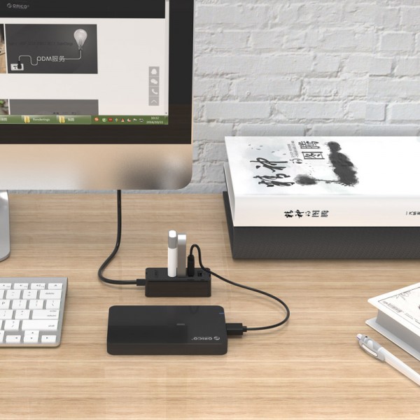 ORICO USB hub W5P-U2, 4x θυρών, USB 2.0, 480Mbps, USB σύνδεση, 1m καλώδιο, μαύρο - USB Hubs - Card Readers