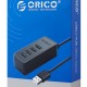 ORICO USB hub W5P-U2, 4x θυρών, USB 2.0, 480Mbps, USB σύνδεση, 1m καλώδιο, μαύρο