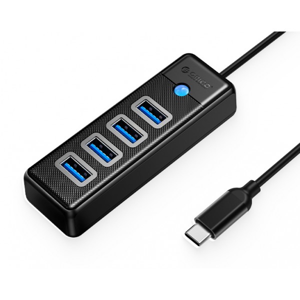 ORICO USB hub PW4U-C3, 4x θυρών, USB 3.0, 5Gbps, USB-C σύνδεση, μαύρο - USB Hubs - Card Readers