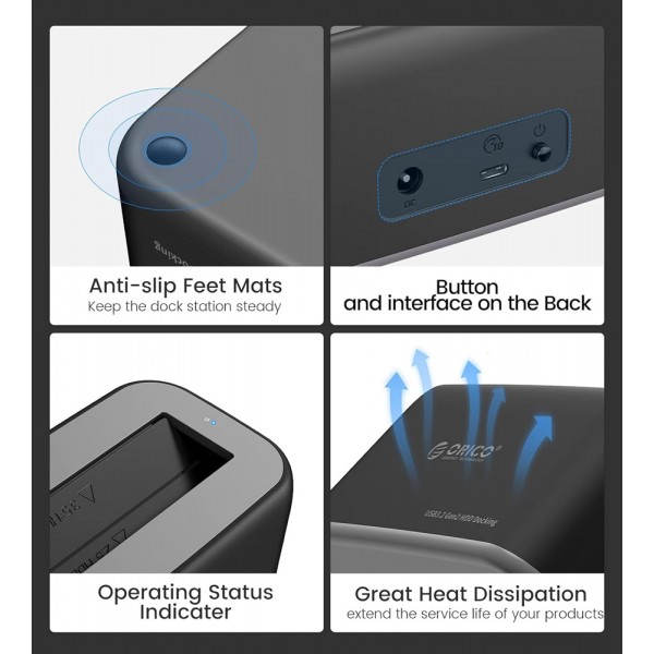 ORICO docking station για 2.5" ή 3.5" SATA HDD/SSD 6819C3-V1, 5Gbps, μαύρο