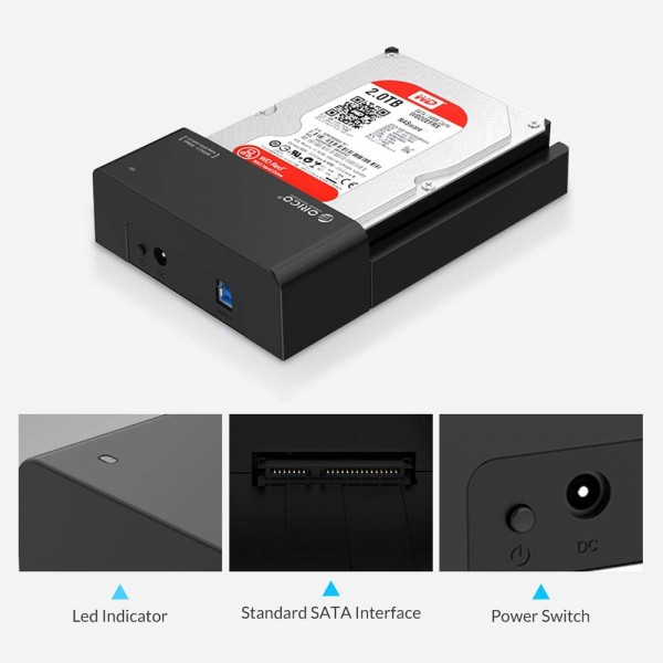 ORICO docking station για 2.5" ή 3.5" SATA HDD/SSD 6518US3-V2, 5Gbps, μαύρο