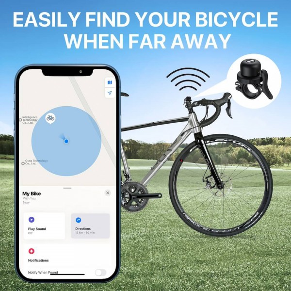 MILI κουδούνι ποδηλάτου με smart tag MiTag Duo, iOS & Android, Bluetooth tracker, μαύρο/λευκό - Αξεσουάρ κινητών